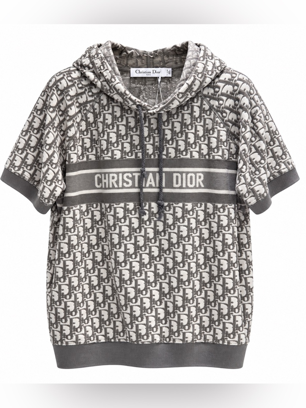 Dior Gray Monogram Short-Sleeve Hoodie